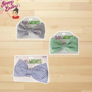 3x Little Wishes Boys Toddler Stripped BlueGreenGray Easter Bow Tie for 4 and Up